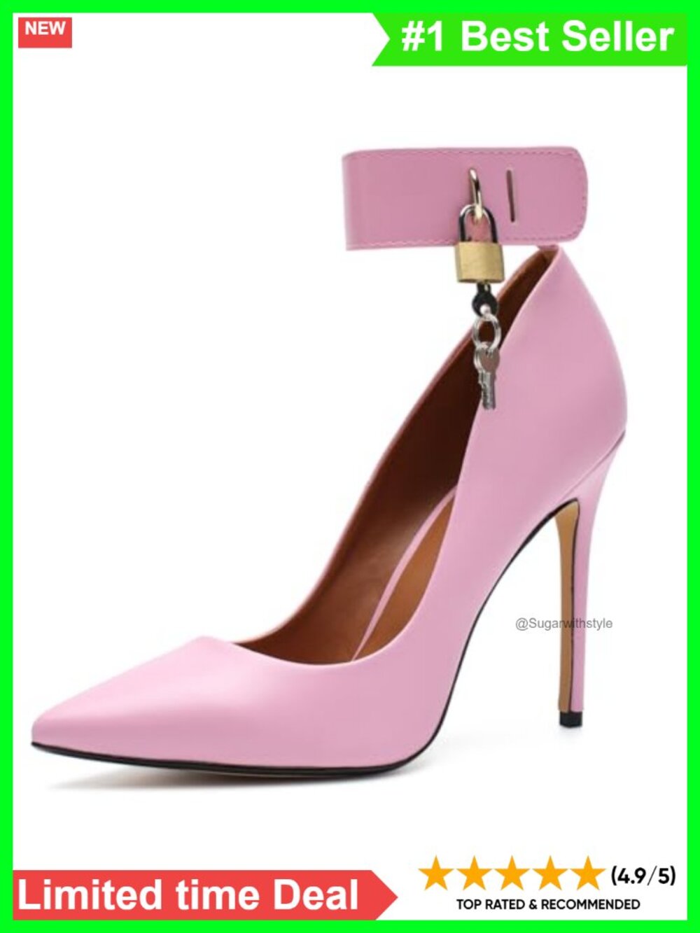 Unisex High Heels 4.7 Inch Stiletto Pumps Pointed Toe Patent Leather Lace-Up